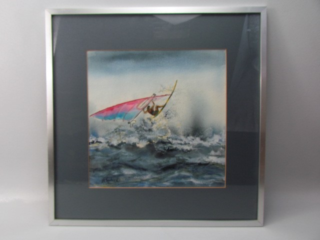 Three framed pictures of Wind surfing scenes all signed by B K Touchard - Image 5 of 10