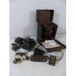 BOX CONTAINING MIXED CAMERAS TO INCLUDE FENIT, Carena 8mm, binoculars, a Bell & Howell Filmo 8 etc