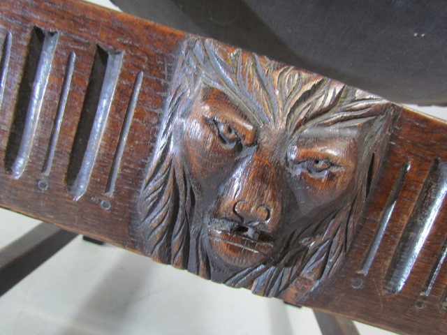 Greenman oak leather chair - Image 2 of 5