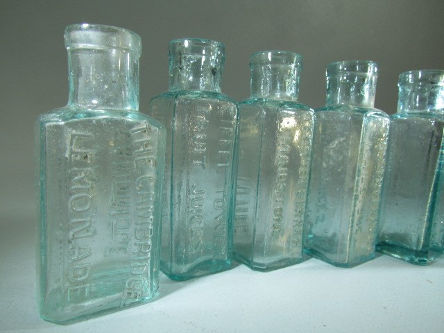 6 antique glass medicine bottles 'Lemonade', 'Fruit juices' etc - Image 3 of 3