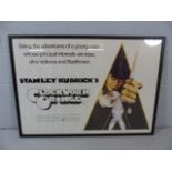 A CLOCKWORK ORANGE - 1971, WARNER BROS., BRITISH QUAD, CONDITION A, FRAMED ORIGINAL CLOCKWORK ORANGE