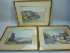 Three watercolours signed A.R. WATSON, two of coastal scenes and one a rural scene