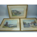 Three watercolours signed A.R. WATSON, two of coastal scenes and one a rural scene