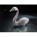 Silver swan brooch, stamped sterling