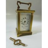 Miniature carriage clock signed to face Chas Frodsham of London with key (A/F)