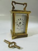 Miniature carriage clock signed to face Chas Frodsham of London with key (A/F)