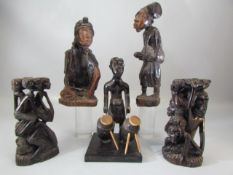 Collection of five African, tribal carvings (A/F)