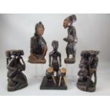 Collection of five African, tribal carvings (A/F)