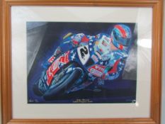 Signed Limited edition R J Heale Motorcycle print 101/500, Colin Edwards