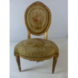 Victorian gilded nursing / bedroom chair with tapestry seat and back