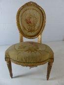 Victorian gilded nursing / bedroom chair with tapestry seat and back