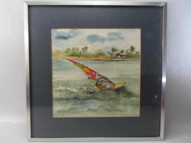 Three framed pictures of Wind surfing scenes all signed by B K Touchard - Image 8 of 10