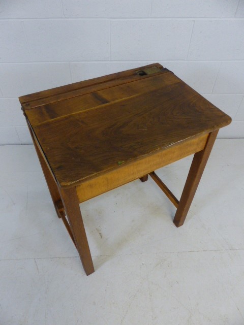 1930s oak school desk - Image 2 of 4