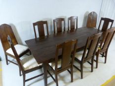 Large heavy rustic-style dining table, believed to be constructed from Australian Jarrah wood,