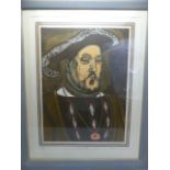 GRAHAM CLARKE (b.1941) Henry VIII, limited edition print, from the original woodcut artwork,