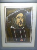 GRAHAM CLARKE (b.1941) Henry VIII, limited edition print, from the original woodcut artwork,