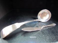 Scottish Silver Georgian Ladle hallmarked Edinburgh 1831 and a hallmarked Birmingham