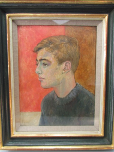 Peter Samuelson (Born 1912): Oil on card painted 1956 entitled "The Artist Son - Jean Paul" signed - Image 5 of 10