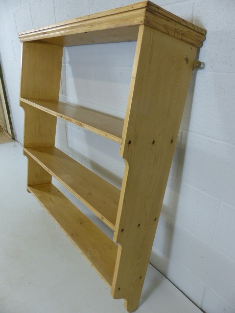 Antique pine wall-hanging shelving unit - Image 3 of 3