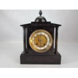 French black marble mantle clock. Key and pendulum in office