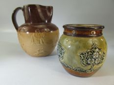 Royal Doulton Lambeth Harvest jug together with a Royal Doulton vase