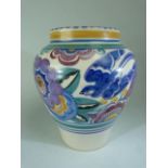 1920's Blue bird pattern Poole Pottery vase of baluster shape. Fully marked on base 20cm approx