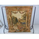 Large Antique tapestry depicting the Versace palace among medallion decoration and animals.