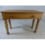 Antique pine console table with singe drawer and carved legs