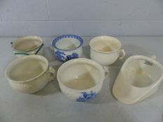 Collection of six decorative chamber pots