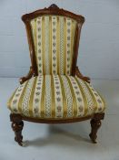 Upholstered bedroom chair on castors