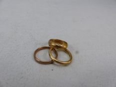 Three 9ct Gold bands total weight 8g