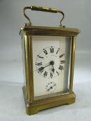 French brass cased five window carriage clock. Subsidiary dial to front. Numbered 4326.