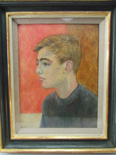 Peter Samuelson (Born 1912): Oil on card painted 1956 entitled "The Artist Son - Jean Paul" signed - Image 2 of 10