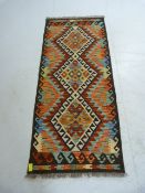 Vegetable dye wool Chobi Kilim runner. Approx 150cm x 65cm