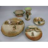 Five pieces of Royal Doulton Dickensware: Jony Weller; Barnaby Rudge x 2; Poor Jo; Dick Swiveller