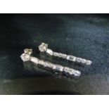 Pair of silver and cz drop earrings, marked 925