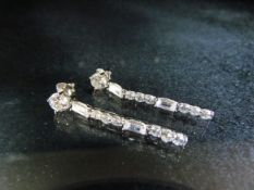 Pair of silver and cz drop earrings, marked 925