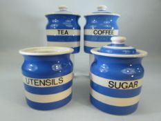 Four pieces of T.G Green Cloverleaf ceramics - Tea, coffee, sugar and utensils. Stamped Cloverleaf