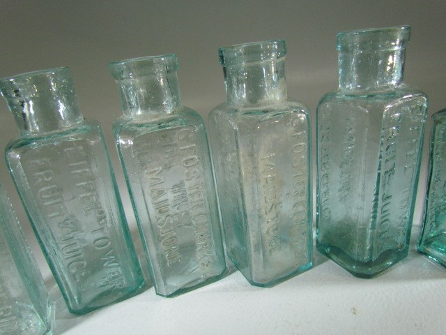 6 antique glass medicine bottles 'Lemonade', 'Fruit juices' etc - Image 2 of 3
