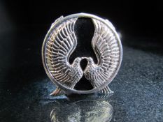 Silver and onyx brooch, marked sterling