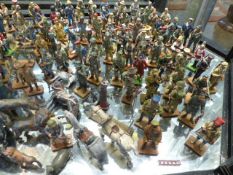 Large collection of metal and lead toys to include animals, soldiers and accessories