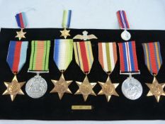 MILITARY MEDALS: SEVEN WWII medals awarded to S.F.X 1221 H.G.HAMMACOTT L.A.M.E R.N.F.A.A. THE