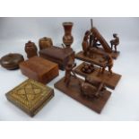 Collection of Treen to include boxes and models