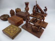 Collection of Treen to include boxes and models