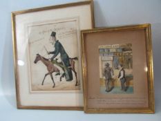 Pair of framed Victorian cartoons