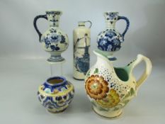 Selection of five ceramic pieces to include Delftware