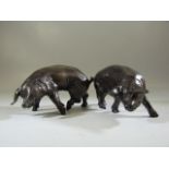 Pair of Bronze Pigs approx 5cm tall signed SM to belly Sue Maclaurin