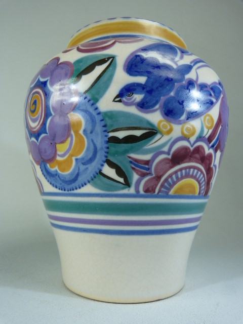 1920's Blue bird pattern Poole Pottery vase of baluster shape. Fully marked on base 20cm approx - Image 2 of 4