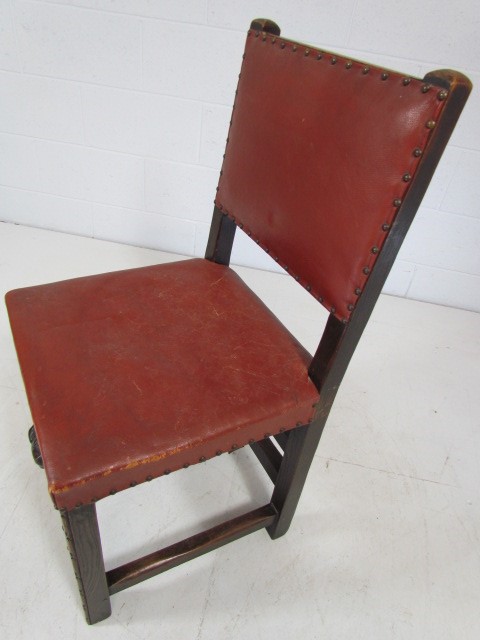 Greenman oak leather chair - Image 4 of 5