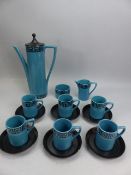 Portmeirion Greek Key design coffee service for six, comprising six coffee cups, six saucers, milk